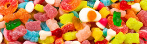 Close up of various colorful candy