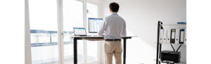 Man at a standing desk