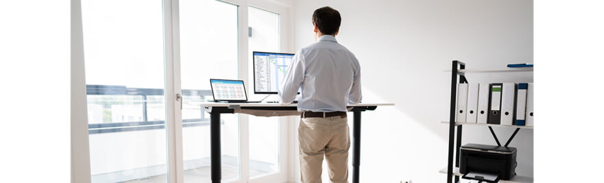 Man at a standing desk