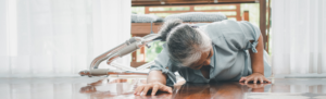Elderly resident fallen on the floor.