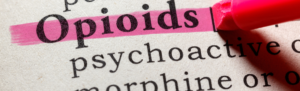Text with the word opioids highlighted